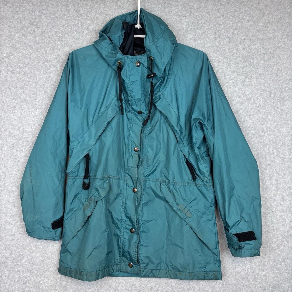 Vtg REI 90s Jacket Womens Sz 8 Gorpcore Green Full Zip Gortex Rain Coat USA Made